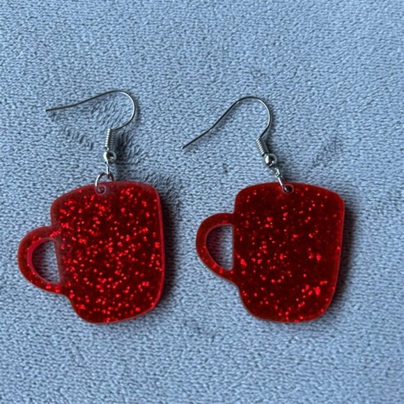 Sparkly Mugs with Snowflake ~ Earrings ~ Brand New - Picture 2 of 6